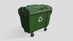 Trash Can green, cap, basket, exterior, paper, trash, can, garbage, public, tank, mixedreality, glass, asset, game, pbr, lowpoly, poly, plastic, black