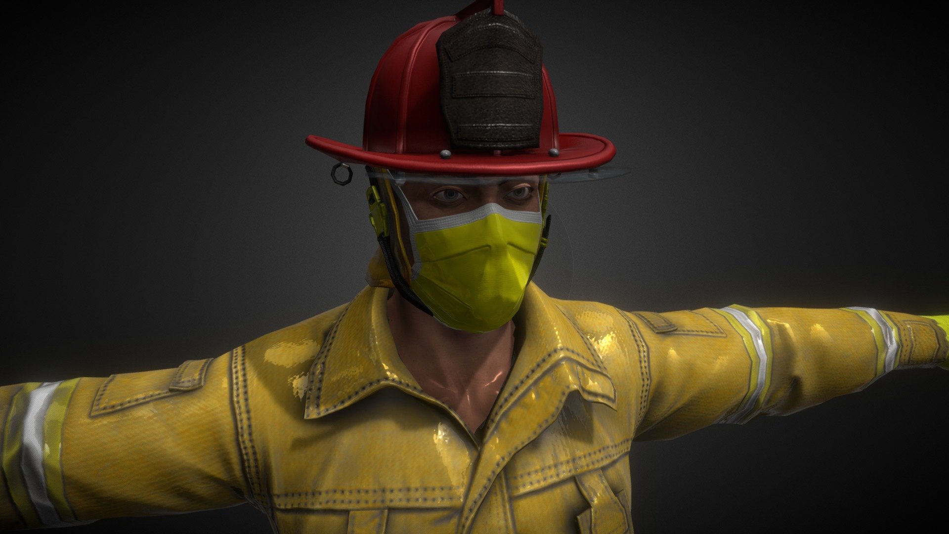 Hi!!! This is my eighth project, I hope you like it :)))))))

IMPORTANT: This mesh is only for ¨MIXAMO¨ and it is free for your games, enjoy

Textures:




Body

Top

Bottom

Shoes

Hat

Gloves

mask
 - Character (Type Fire Fighter) - Download Free 3D model by LokitoBlu (@martinezequielgorno) 3d model