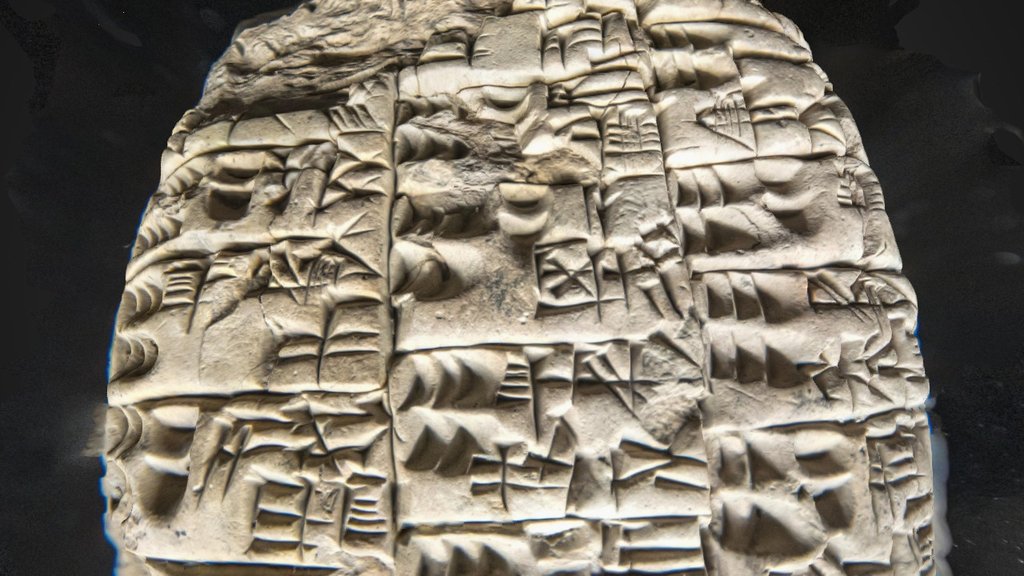 I saw this cuneiform tablet in a glass case in the musée de Picardie (Amiens-France).
I was immediately stunned by the beauty of this &ldquo;3D