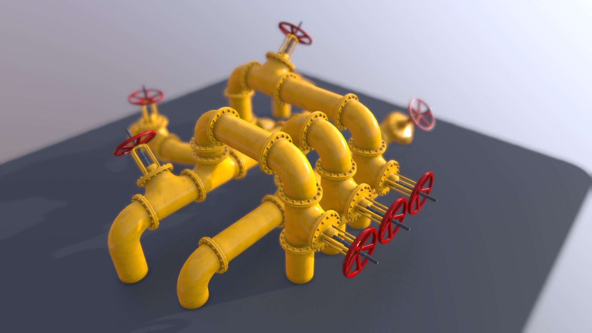 A modular set of Industrial pipes with PBR-textures 3d model