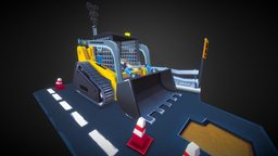 Low Poly Bulldozer 3dmodels, awesome, models, marmoset, electrocactuscom, handpainted, unity, unity3d, asset, game, 3d, blender, art, lowpoly, blender3d, low, poly, modular, environment