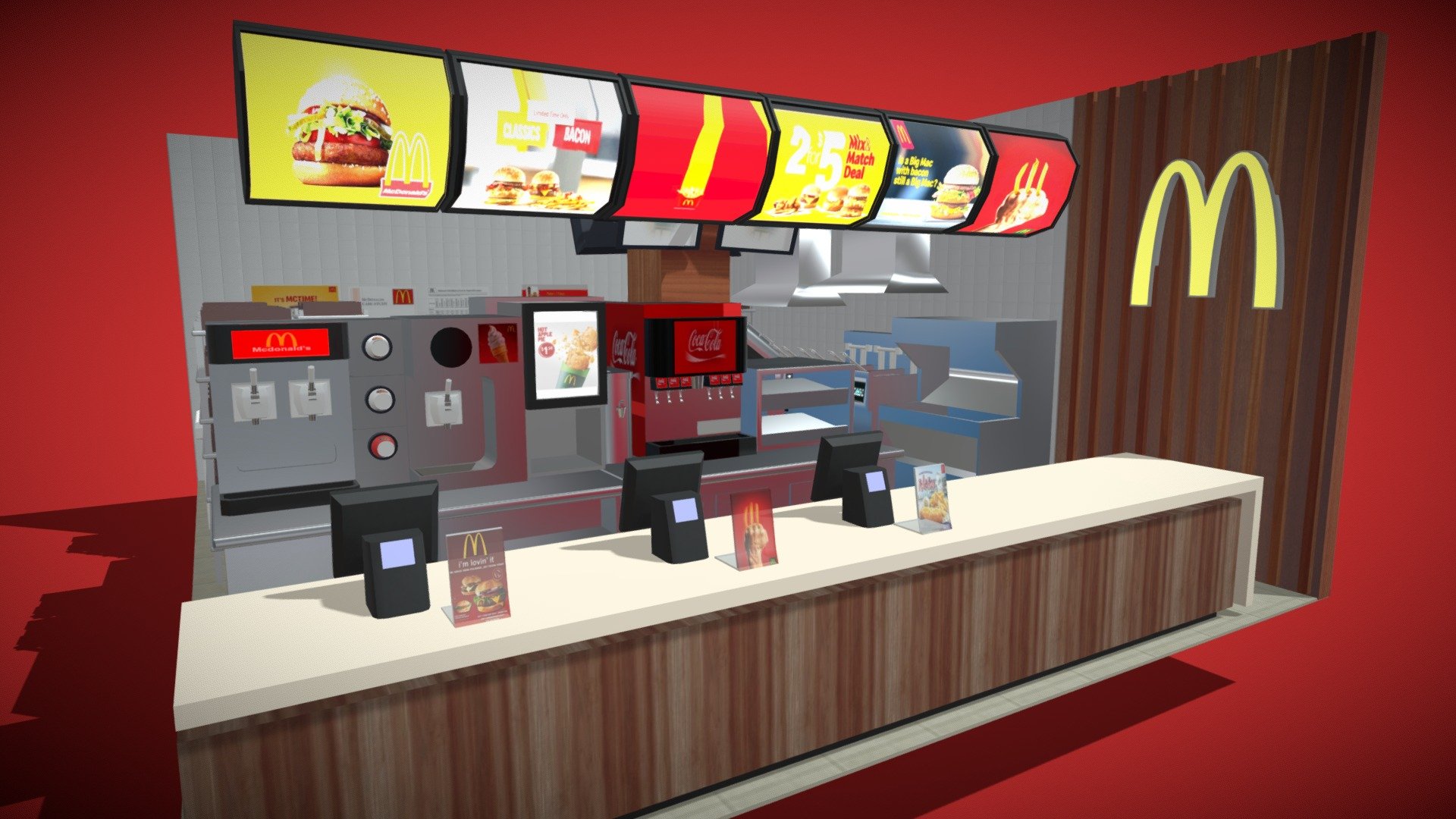 This is a small scene of my favorite restaurant, I hope you like it. The production time is more than ten hours (because I am a beginner), welcome to leave a message, suggestions, and promote my progress, thank you! - Fsatfood Store Mcdonlad's KFC - Download Free 3D model by nick2046 3d model