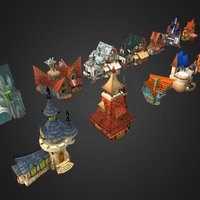 Stylized Fantasy Collection pack, collection, props, handpainted, unity, cartoon, house, stylized, environment