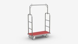 Hotel cart 03 trolley, hotel, work, cart, service, job, uniform, luggage, assistance, hospitality, baggage, doorman, employee, accommodation, 3d, pbr, concierge