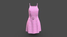 Women Woven Pink Check Barbie Dress fashion, mr, vr, pink, ar, game-ready, clo3d, barbie, marvelousdesigner, metaverse, low-poly, 3d, lowpoly, clothing, 3dapparel, appareldesign, virtualapparel, fashionapparel, 3dappareldesign, 3dapparelclothing, barbie2023, barbiemovie