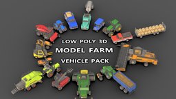 3D model Farm Vehicle Pack bulldozer, modern, truck, vehicles, dump, cars, trucks, heavy, forklift, pack, loader, mower, barn, hay, american, rural, tractor, farm, old, machine, farming, duty, trailers, combine, lorry, low-poly-model, lawn, cars-vehicles, tractors, truck-heavy-vehicle, low-poly, game, vehicle, lowpoly, low, car, city, free, industrial, "bulldozers", "ih", "harve"