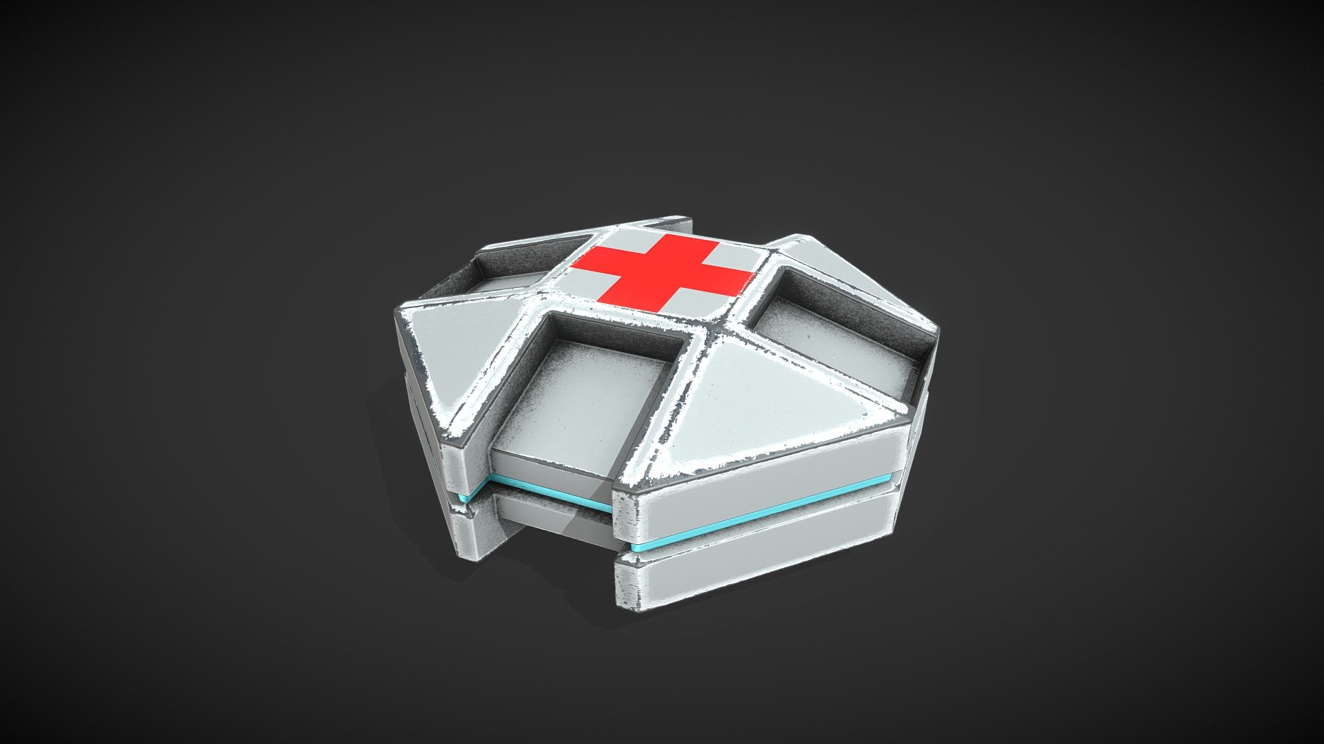 Health pack with blue emissive glow 3d model