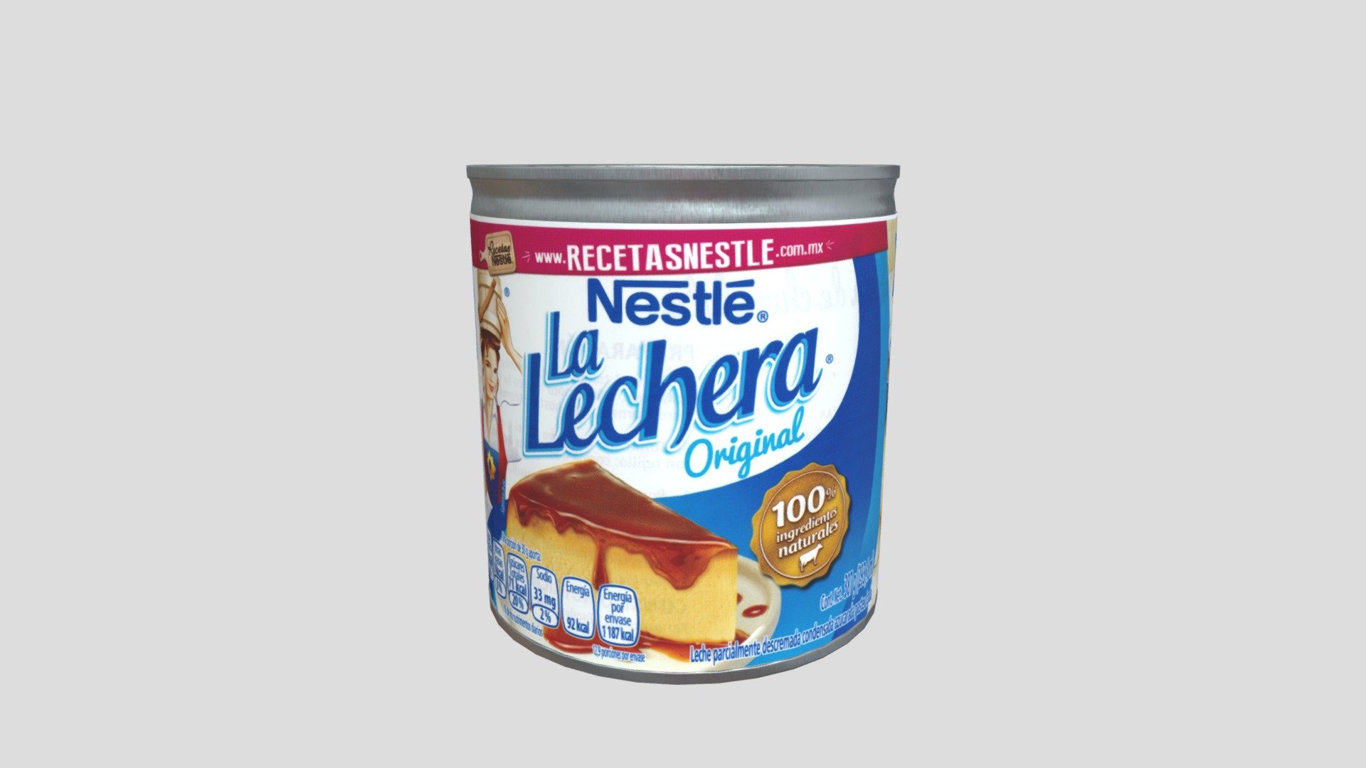 Nestlé La Lechera Original Cont. Net. 378 g (293,18 ml) Leche parcialmente descremada condensada azucarada pasteurizada 3d model