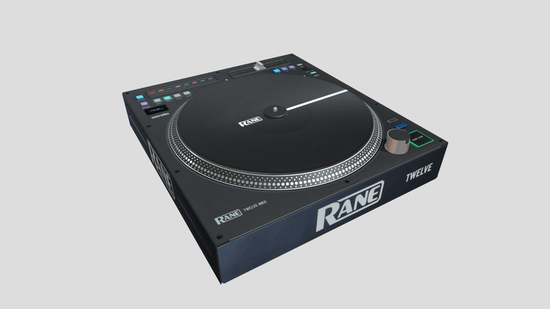 Rane12 MKII controller
Gives that technics and real vinyl feel to a controller you can link up to Serato.
Two samll JPG textures 3d model