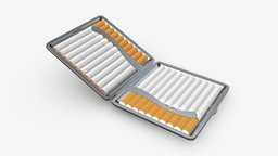 Metal cigarette case 05 open case, portable, open, cigarette, metal, box, smoke, health, tobacco, pocket, smoking, metallic, 3d, pbr, container, steel