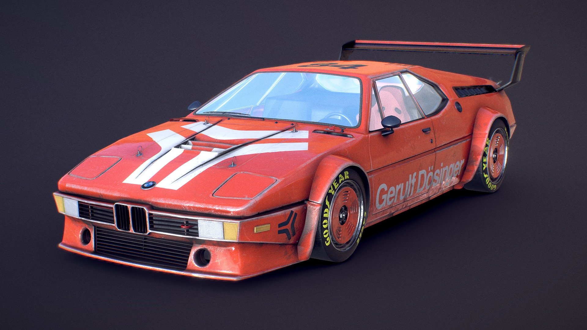 The legendary BMW M1 ProCar. Modeled in Blender, Texturen in Substance Painter. Med-/Hi-Poly.

This model is fully UV unwrapped, features PBR texture-maps and the paid download comes with a neutral livery, so you have a plain car without any decals.

Make sure to download the &ldquo;Additional File