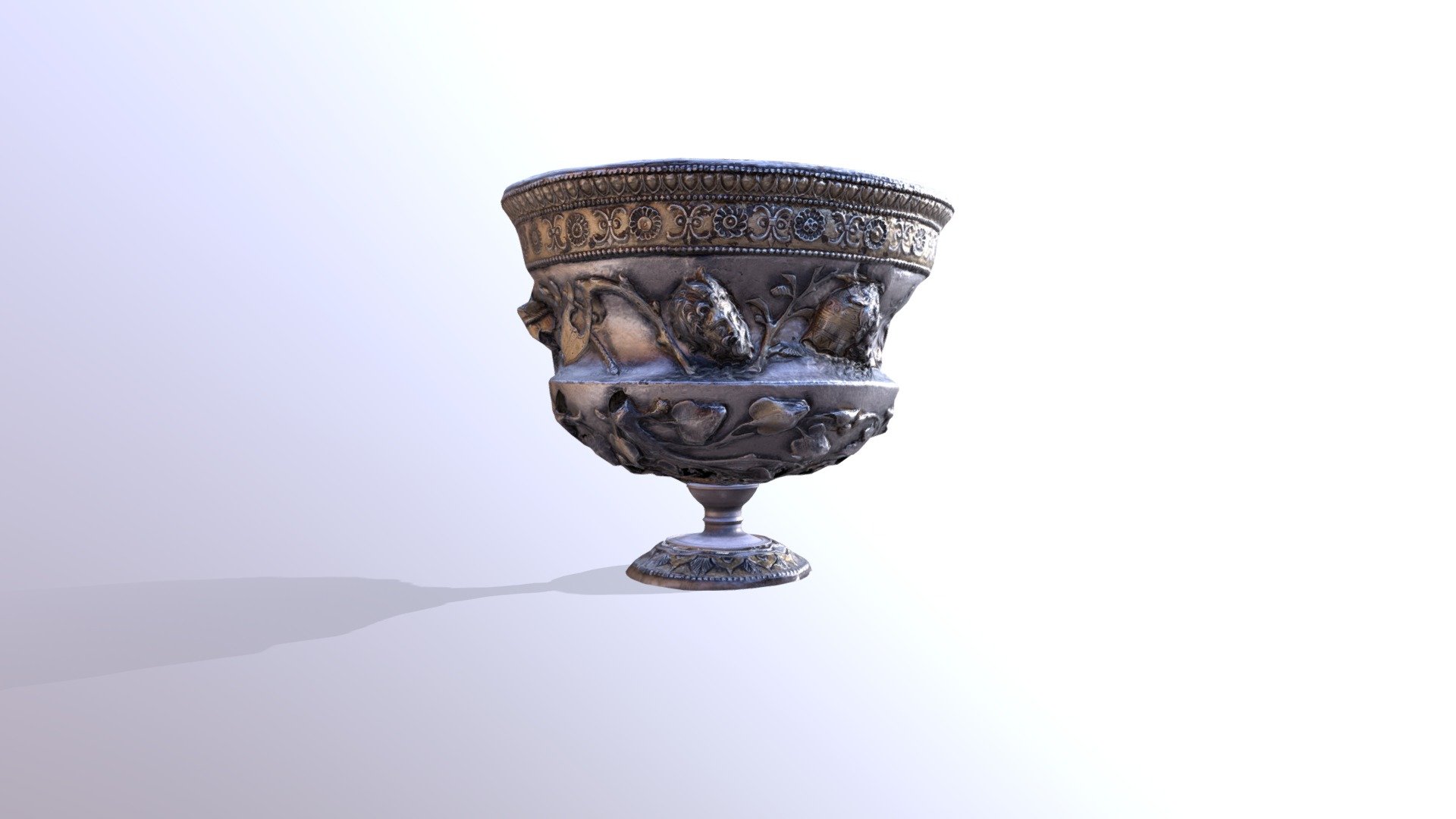 Look at this beautiful roman chalice. It's so shiny! 

We've 3D scanned, refined, textured and optimized this beauty for use in a VR game 3d model