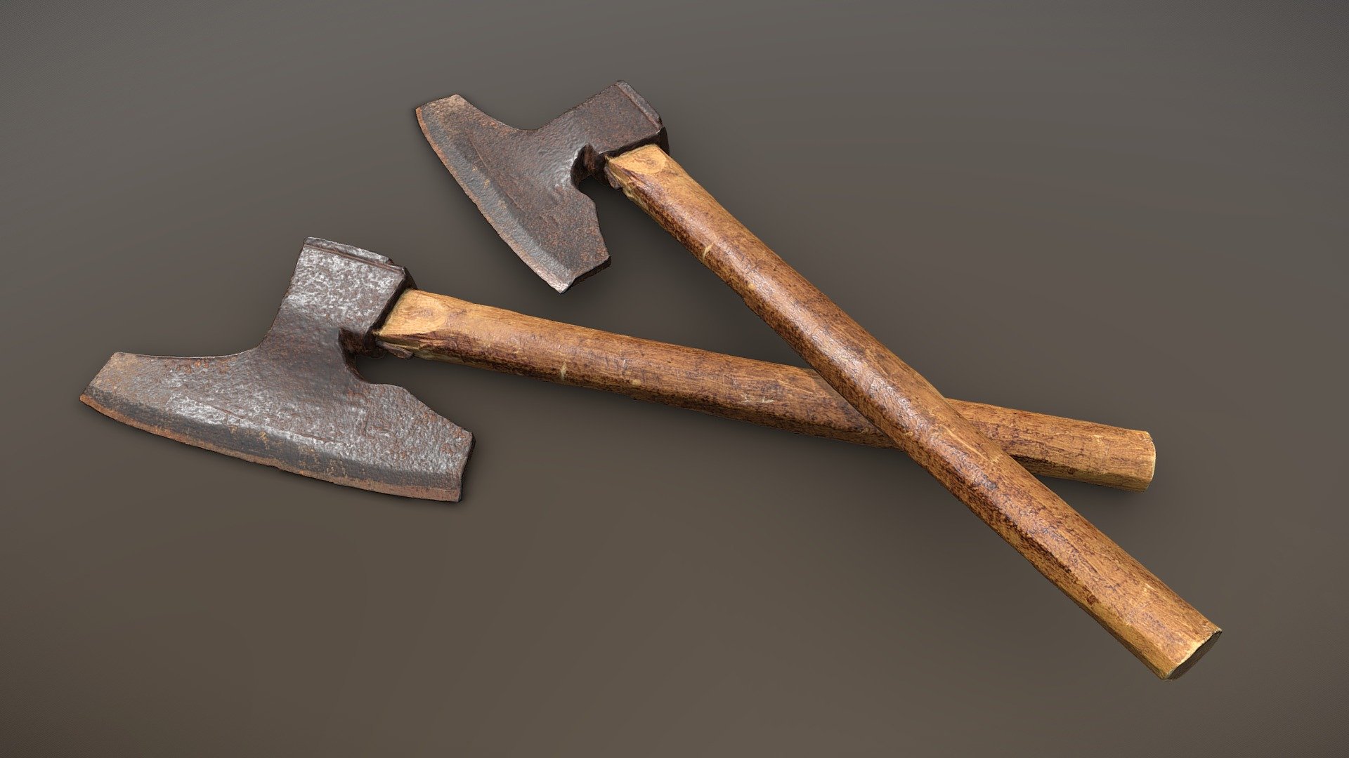 A realistic model of a rusty old axe that was textured using a PBR workflow, based on photogrammetric data and cleaned up and retextured for a more detailed look.

Special thanks to Gustavsbergs Auktionskammare (https://gustavsbergsauktionskammare.se/) for their support and their excellent inventory of auction items to browse 3d model
