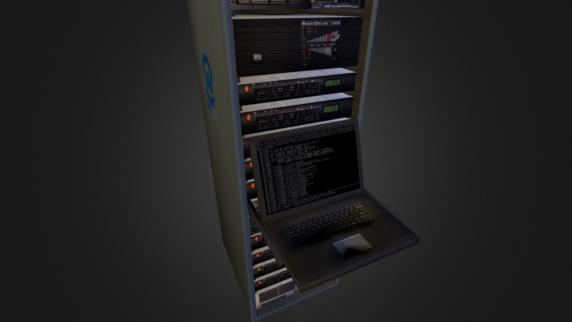 The rack includes a UPS, NAS, 2 2u servers, 6 1u servers and a console.  - Server V2 +console - Download Free 3D model by FlevasGR 3d model