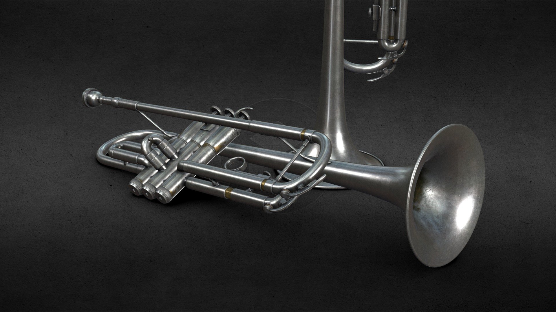 This is a wind musical instrument - a trumpet. Used for orchestral, classical, jazz and pop music 3d model