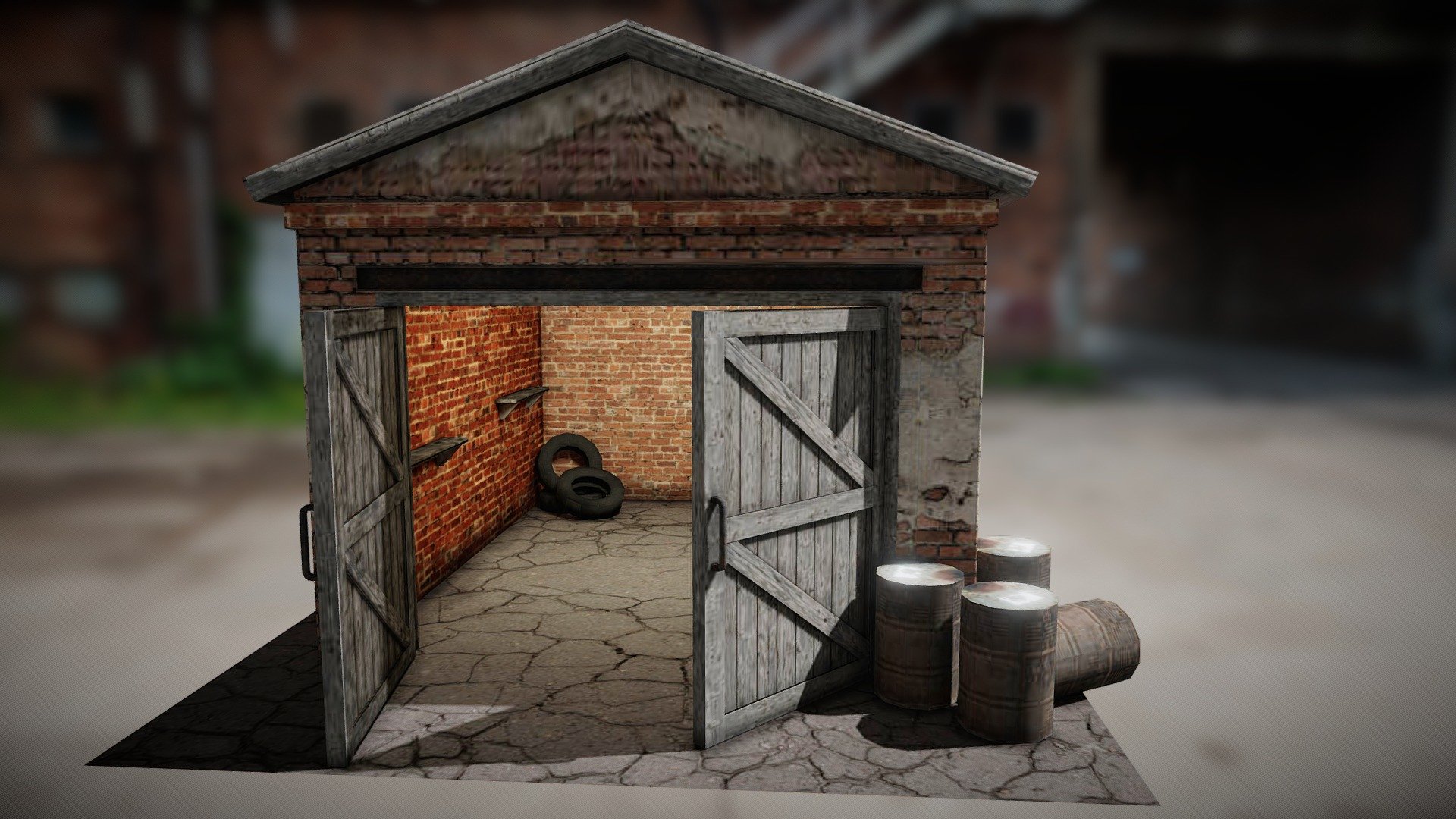 An old garage, in a factory area.

Faces: 1614
Tris: 3315 - Old_Garage - 3D model by begoston 3d model