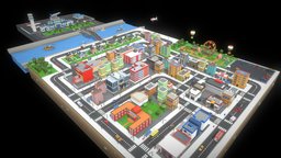Low Poly 3D City cars, airport, cityscape, top-down, lowpoly-gameasset-gameready, stations, modular-construction, attractions, stylized-environment, lowpolycity, modular-assets, village, gameready, cityprops, forgamedevelopers, cityasset