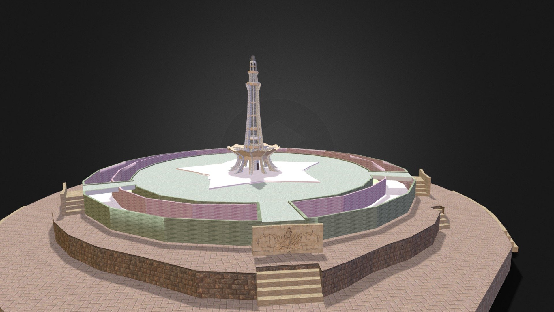 Minar-e-Pakistan - 3D model by GameCraftPro 3d model