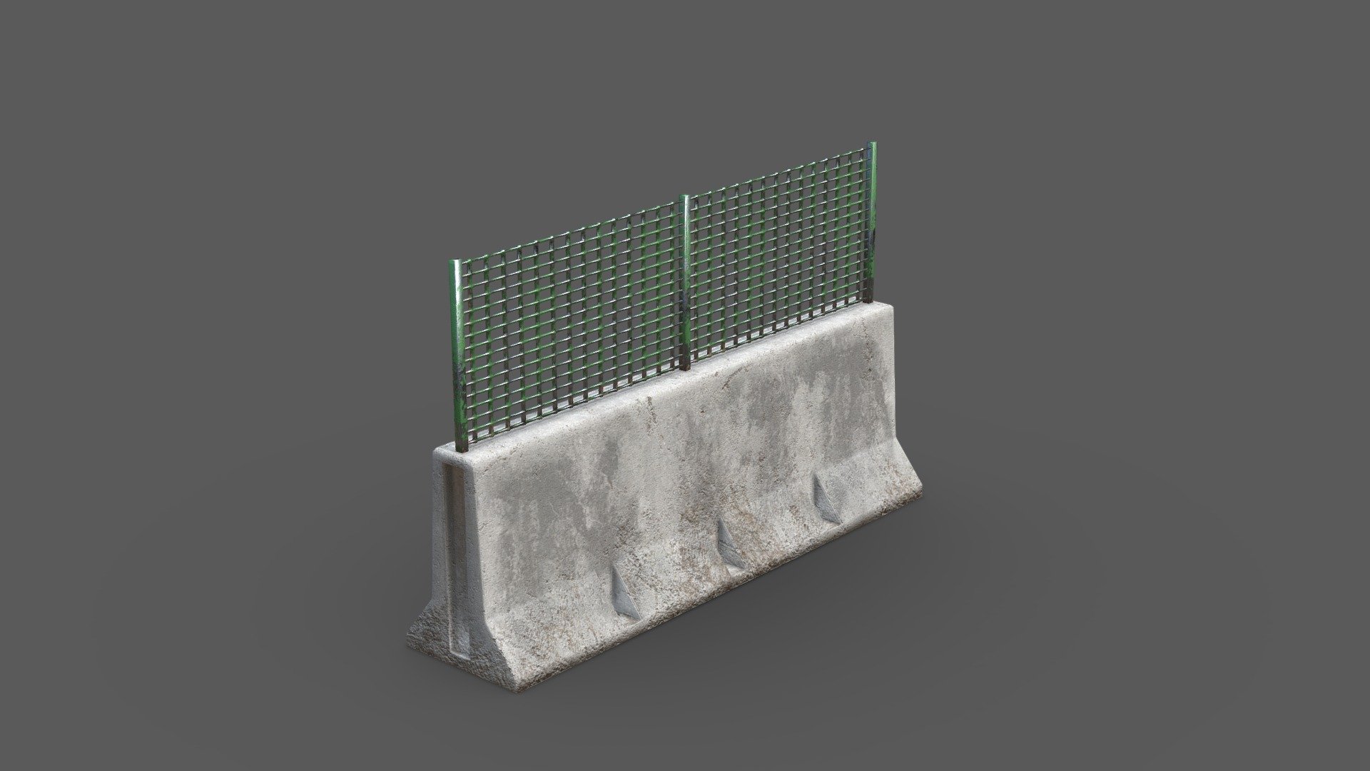 Worn concrete barricade that can be used to block off roads. Worn look to this model with the painted metal rusting and fading. The concrete is stained.

Simple low poly design makes this a perfect fit into any project - Concrete Barricade - 3D model by Joe-Wall (@Aceofjoey) 3d model