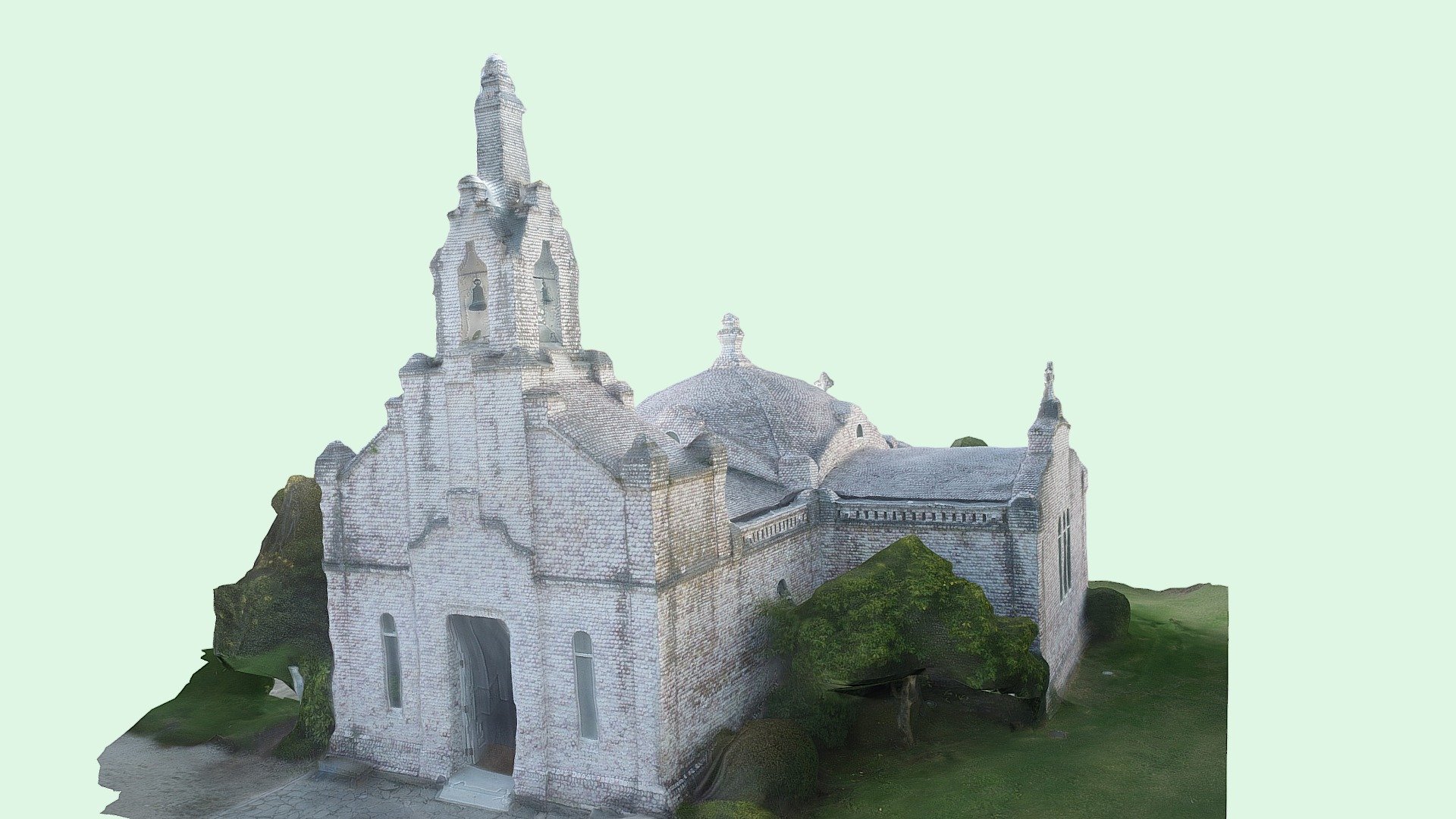 Representación en 3D de la Ermita de San Sebastián, más conocida como Capilla das Conchas, a partir de fotos tomadas con un dron. La planta original data del siglo XII y está recubierta completamente de conchas de viera 3d model