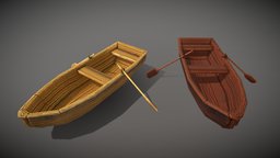 Stylized handpainted boat lowpoly game asset