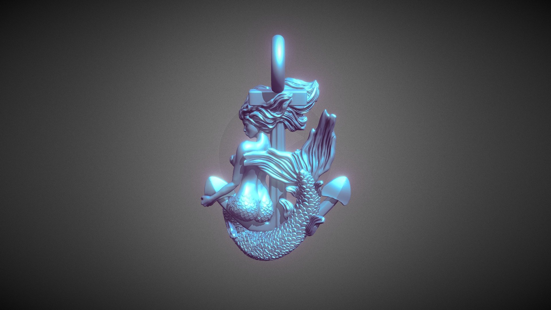 Mermaid Pendant Sculpted in Zbrush 3d printable in Silver http://shpws.me/QA4o - Mermaid Pendant - Buy Royalty Free 3D model by Nello 3d model