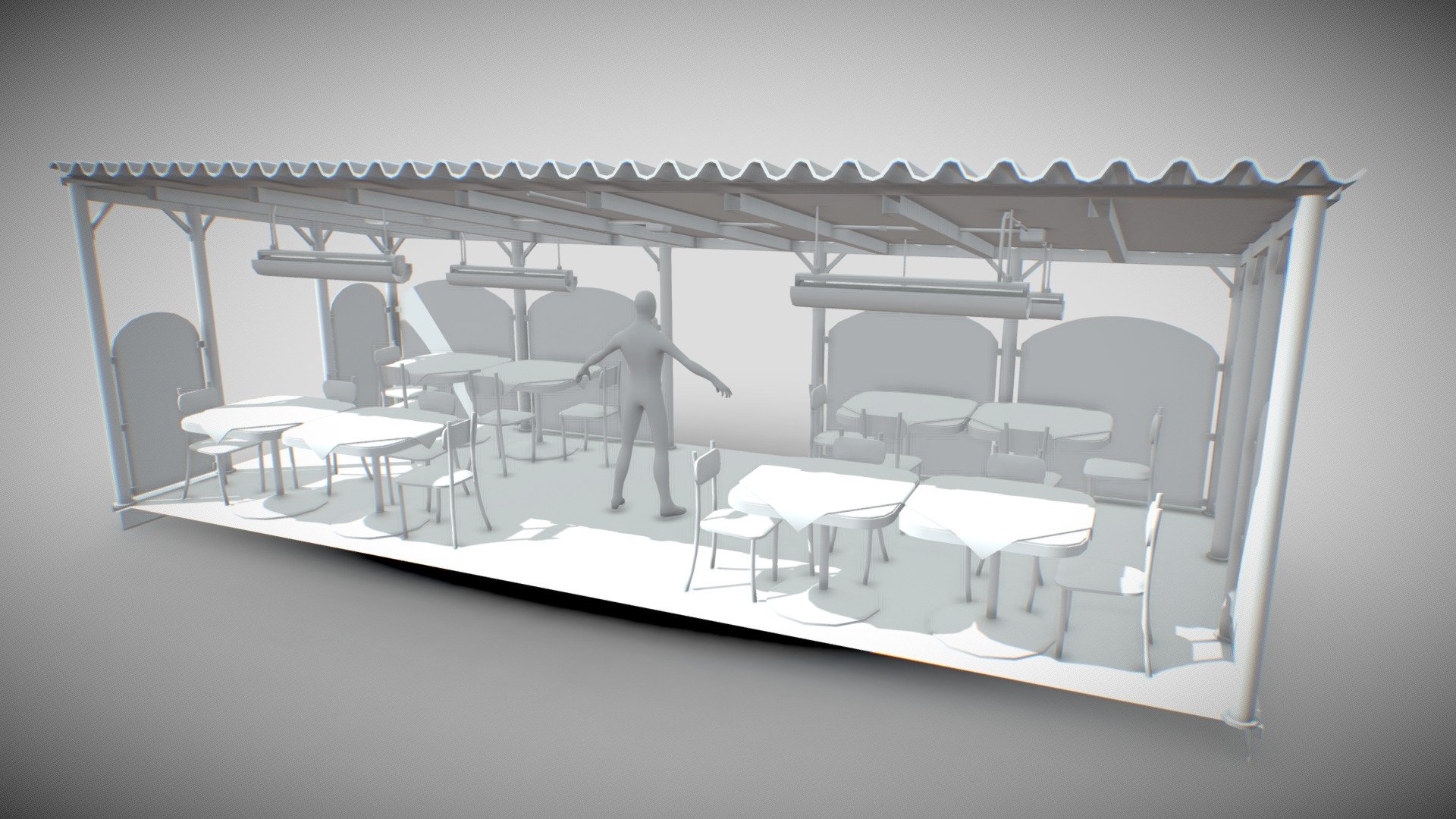 hi everyone, this is an Outdoor Veranda with tables and chairs, i hope you like it, and use it for all you want :) (if you buy 50 dollars worth of 3d models, i will send you 2 models of your choice for free) - Outdoor Veranda with  tables and chairs - Buy Royalty Free 3D model by carlcapu9 3d model