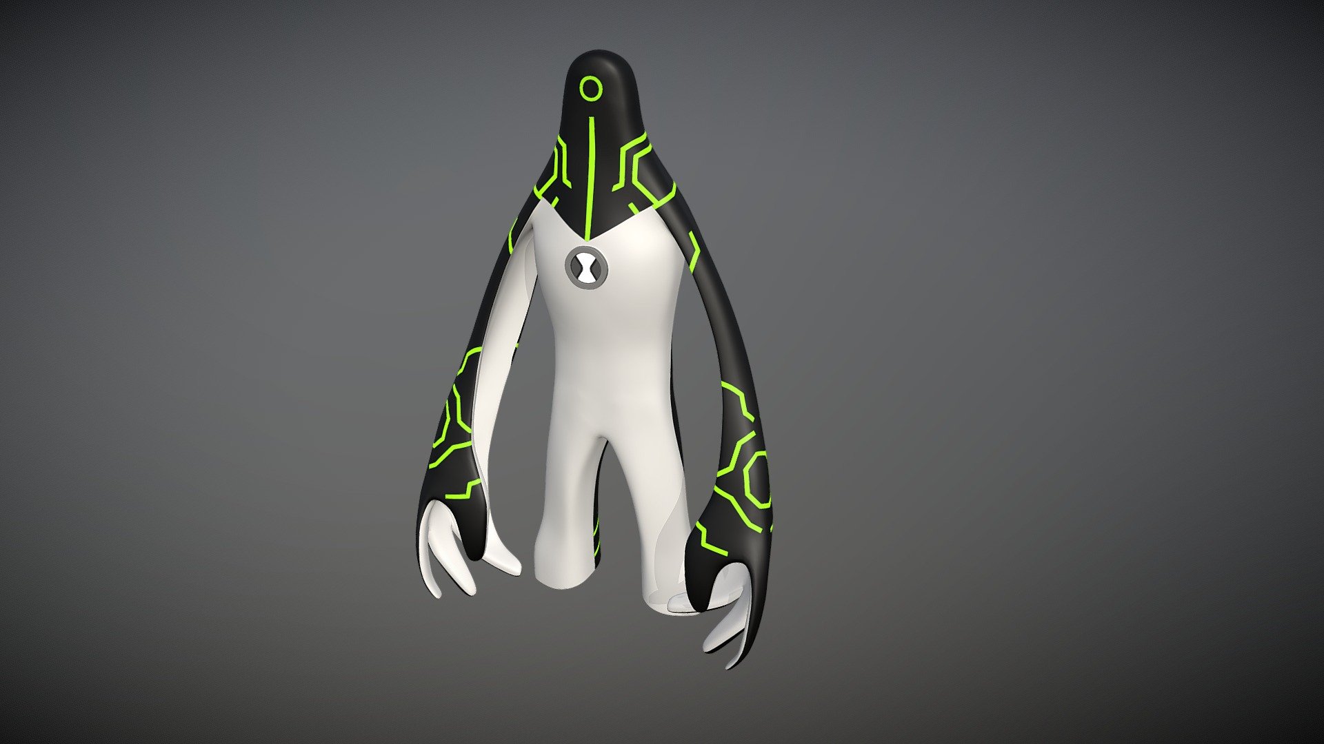 Ben 10 character, organic modeling in 3Dmax and texturing in Substance Painter - Ultra-T - 3D model by Oscart_3D 3d model
