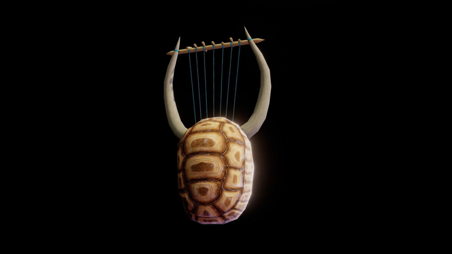 In Greek myth, Apollo was given a lyre by Hermes made from the shell of a tortoise. This is my imagining of that lyre 3d model