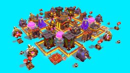 Clash of Clans Town Hall 10 toon, bomb, pack, cannon, clashofclans, townhall, mortar, stylize, clashofclan, goldmine, wizardtower, asset, blender, gold, giantbomb, archertower, townhall10, noai