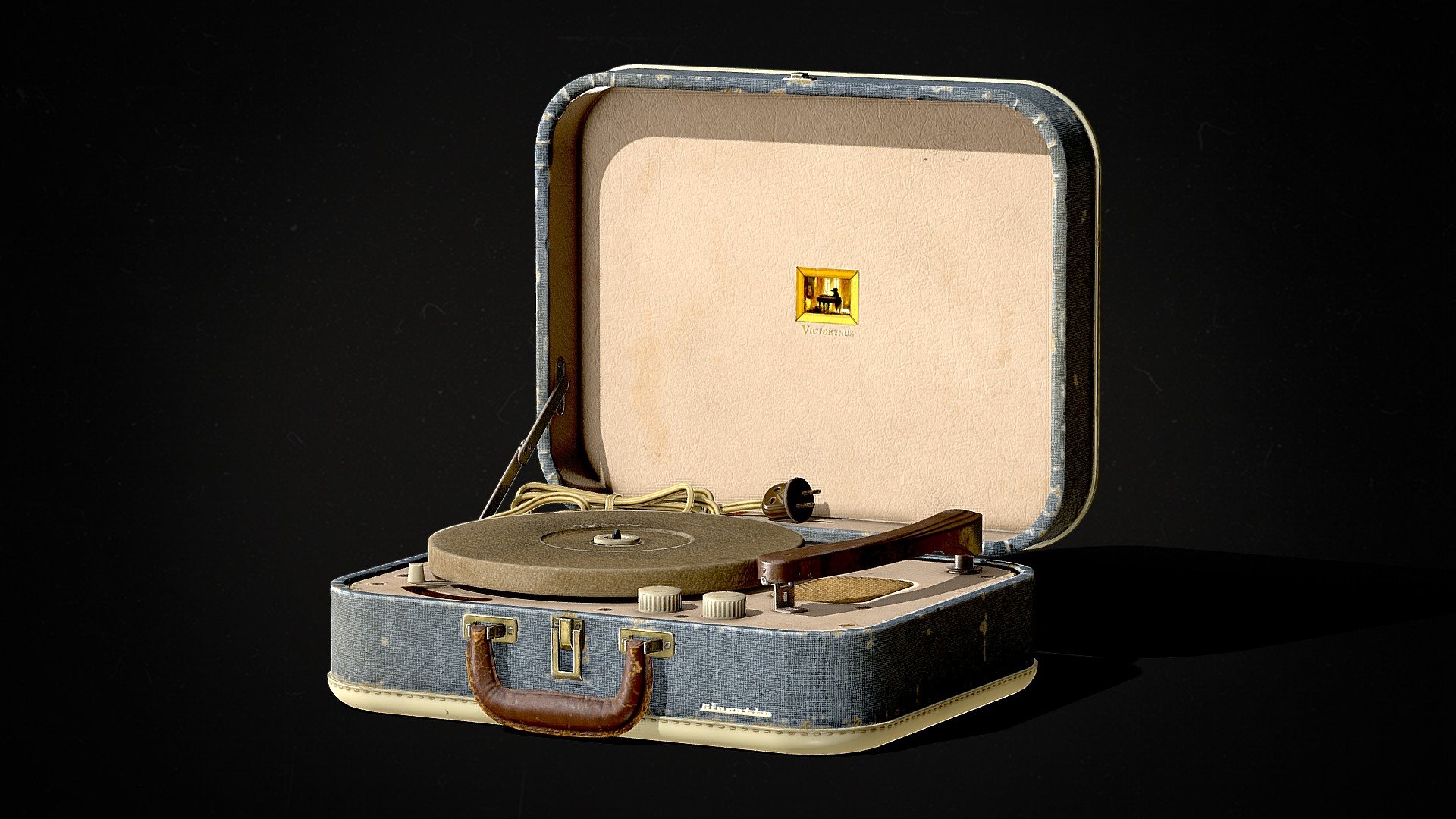 Game-ready vintage turntable / record player. Optimized UV's 3d model