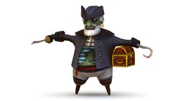 Skined Zombie Bandit Pirate Gangster Low Poly commander, hair, hat, angry, tag, chest, jacket, fat, mutant, beard, gray, captain, saber, trunk, boss, old, stump, robber, belt, oldman, gangster, dangerous, leader, bandit, thug, skined, brigand, character, low, poly, man, creature, pirate, male, rigged, evil, zombie