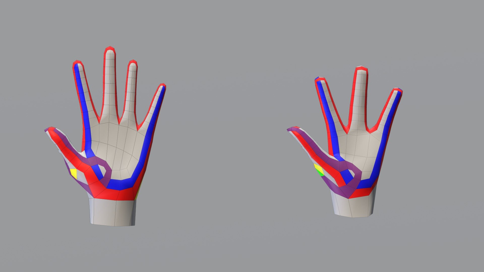 Lowpoly hands with clean simple self containing geometry 3d model