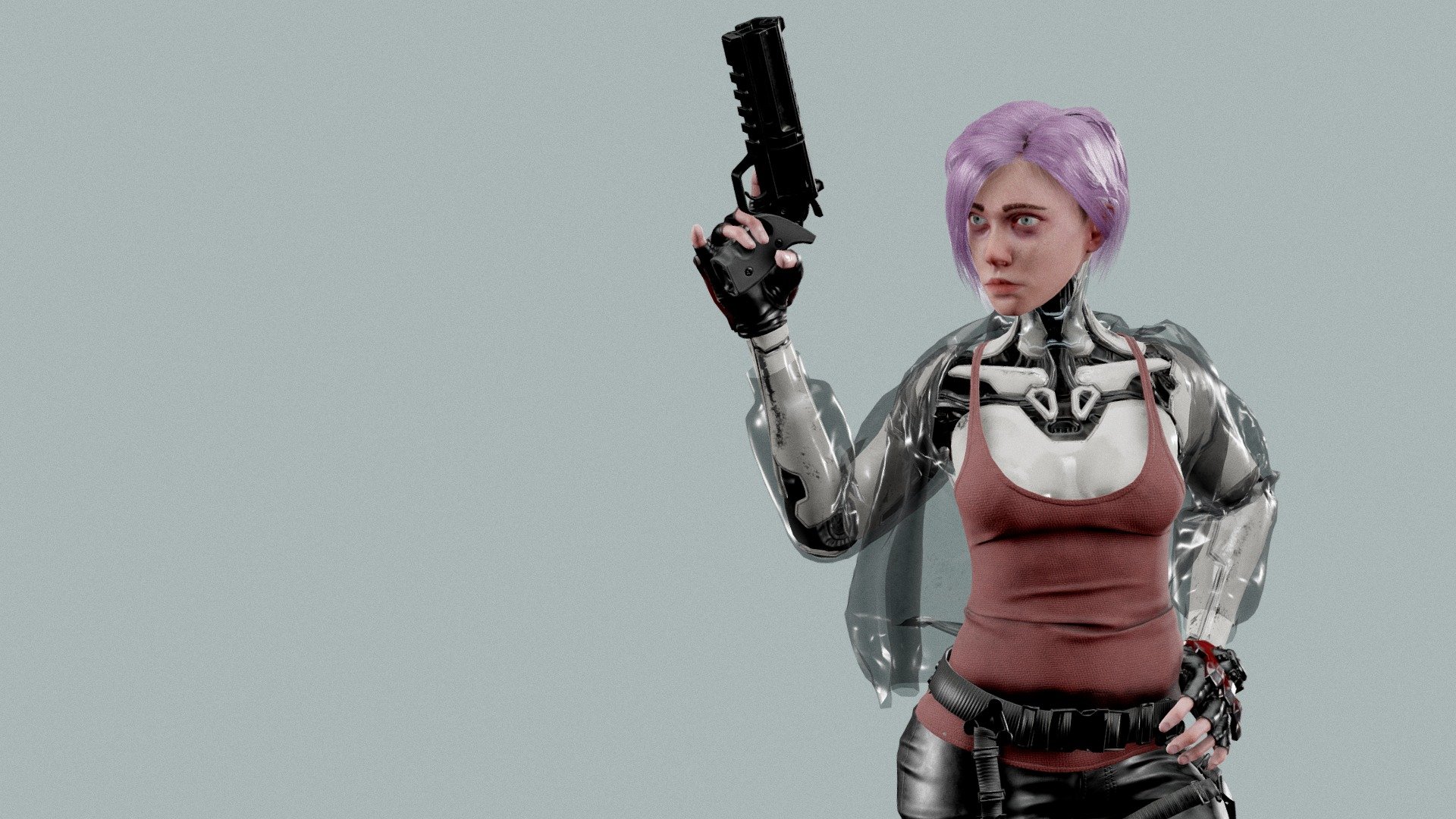 Training model a character - Cyberpunk Girl - 3D model by AlanBah 3d model