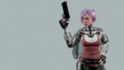 Cyberpunk Girl cyberpunk, idle, girl, scifi, gameasset, robot