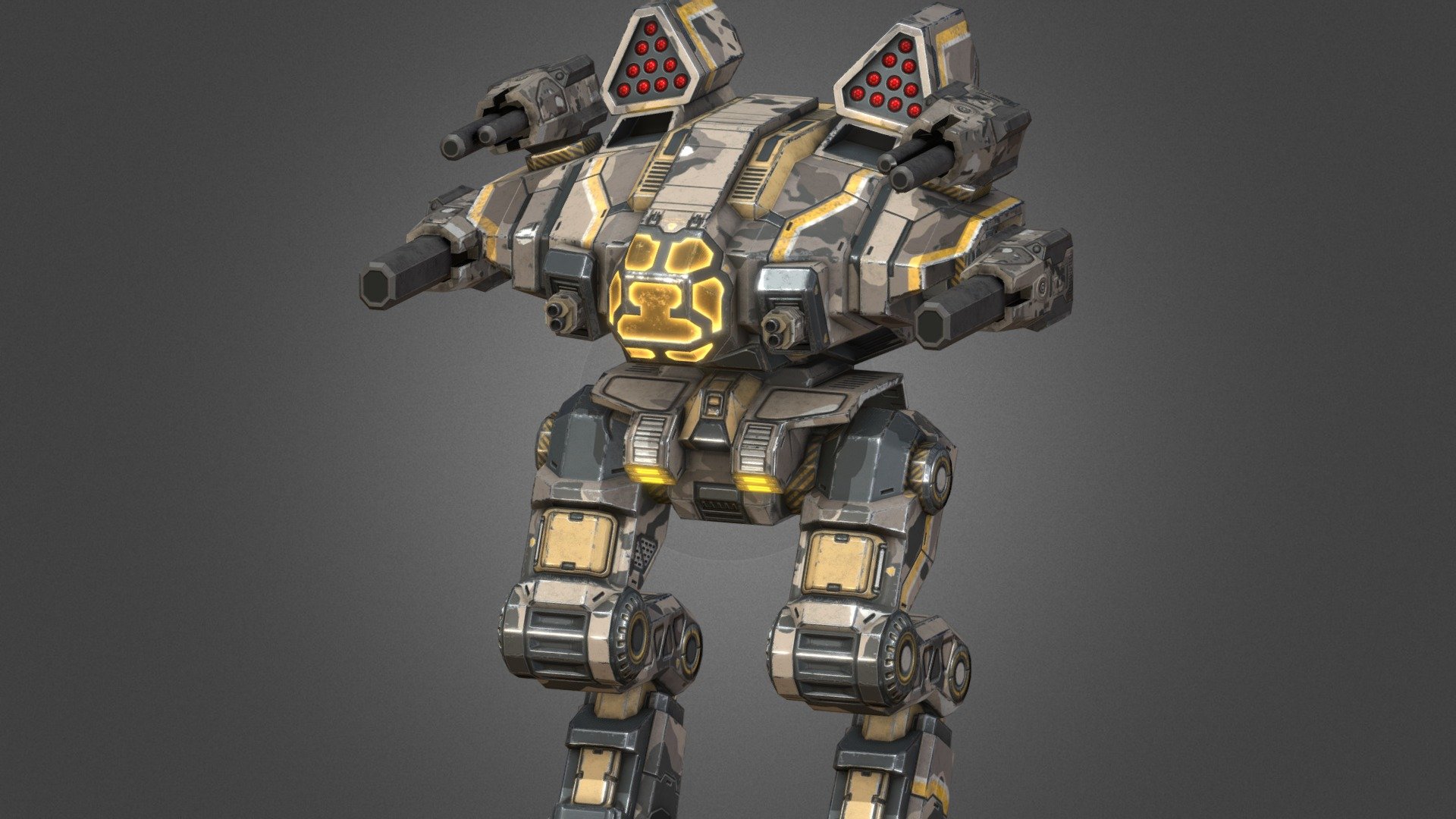 Goliath is one of battle mech project which contains various mechs and individual weapon sets. It is designed as Low-Poly for mobile games.

Weapons:

2×1 Missile pods(integrated) 

2 Modular Lasers 

2 Medium Laser 

2 Large Laser

Animations: 

Walk

Idle

Textures: All the textures have 4k resolution and created with PBR workflow 

Albedo 

Normal 

MetalicSmoothness

Emissive

Roughness - Goliath - Lowpoly Animated Mech - Buy Royalty Free 3D model by OP3D (@scifi3d) 3d model
