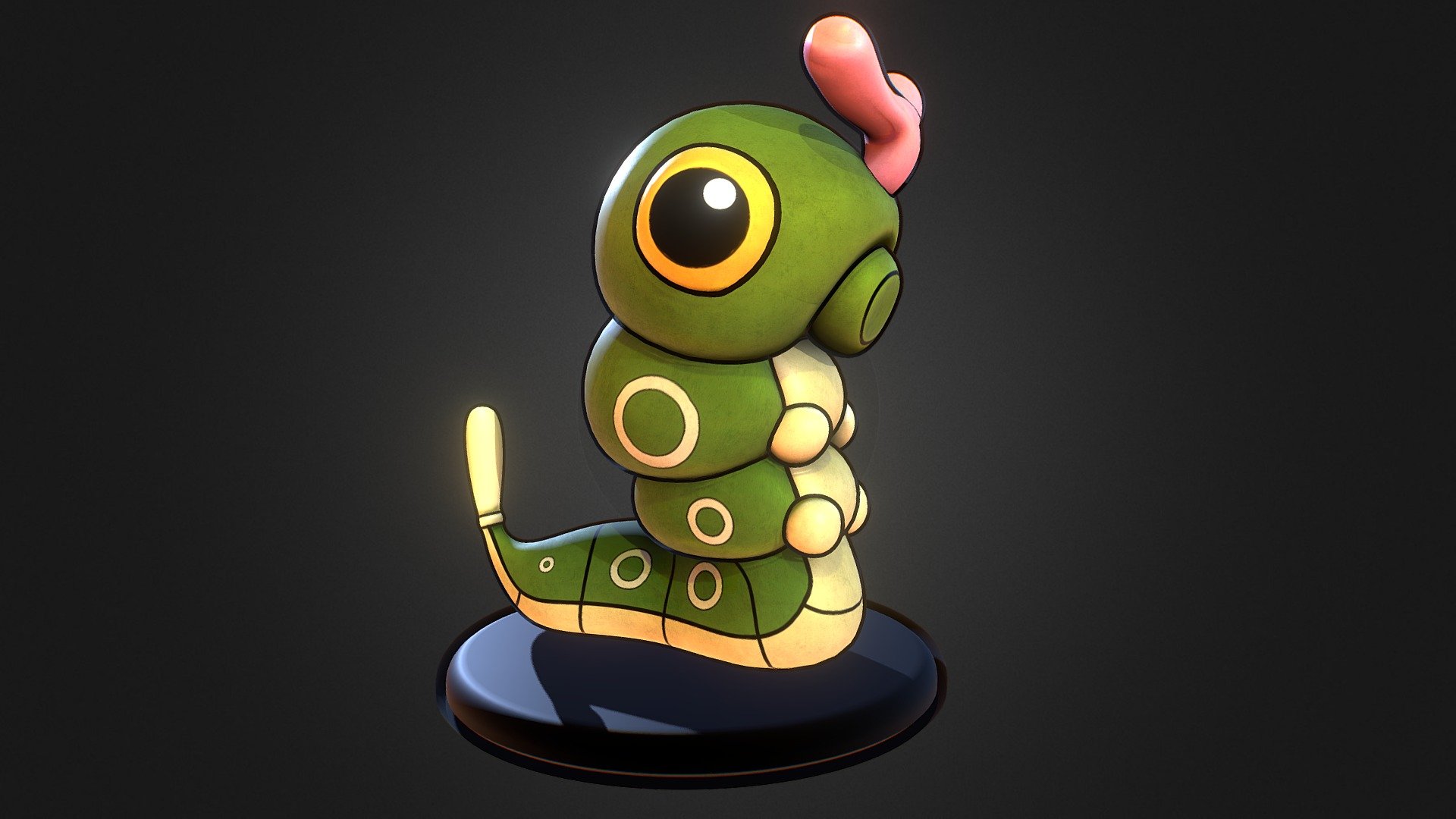 Simple but cute Caterpie. The pipeline keep progressing. Now something like 3 hours, but a lot of time were spent on cleaning up outlines. But I found an algorithm to perfecting outlines, and gonna write a script that would speed up this part big time. 
Patreon - https://www.patreon.com/3dlogicus - Caterpie pokemon - 3D model by 3dlogicus 3d model