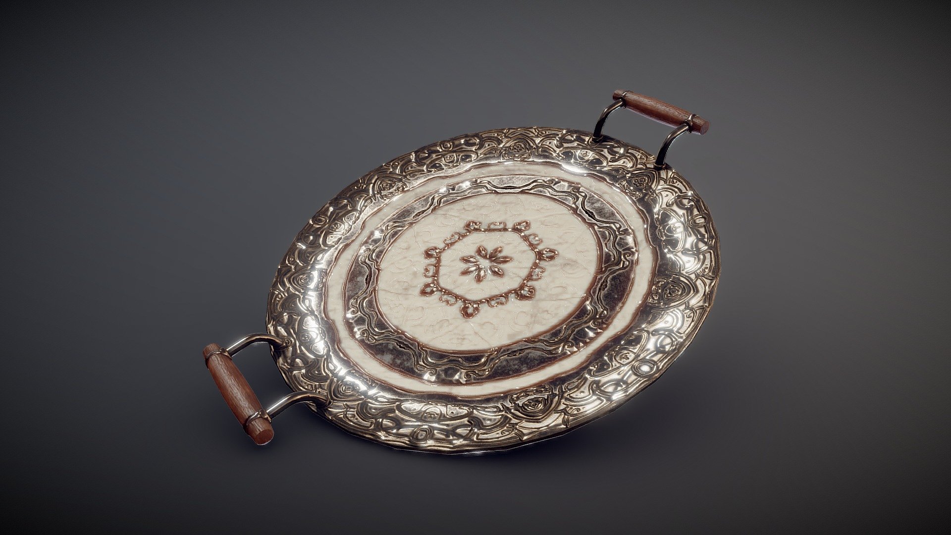 Detailed ornamental serving tray for a game - Serving tray - 3D model by Theon 3d model