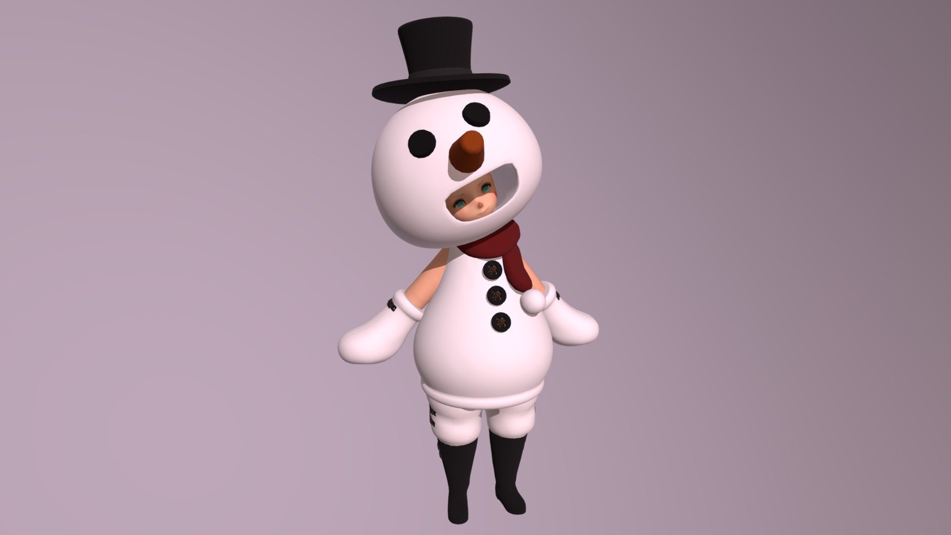 [FF14] Lalafell - Snowman Suit - 3D model by Rado Black (@radokuro) 3d model