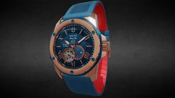 Bulova Marine Star Blue style, ar, watches, metallic, pbr-texturing, substancepainter, 3d, 3dsmax