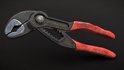 Water Pump Pliers dae, pipe, prop, wrench, pliers, realistic, tool, gamereadyasset, substancepainter, substance, maya, gameasset, howest2021, knipex