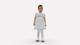 Little girl in white dress 0435 kids, white, child, clothes, miniature, dress, realistic, character, 3dprint, girl, model