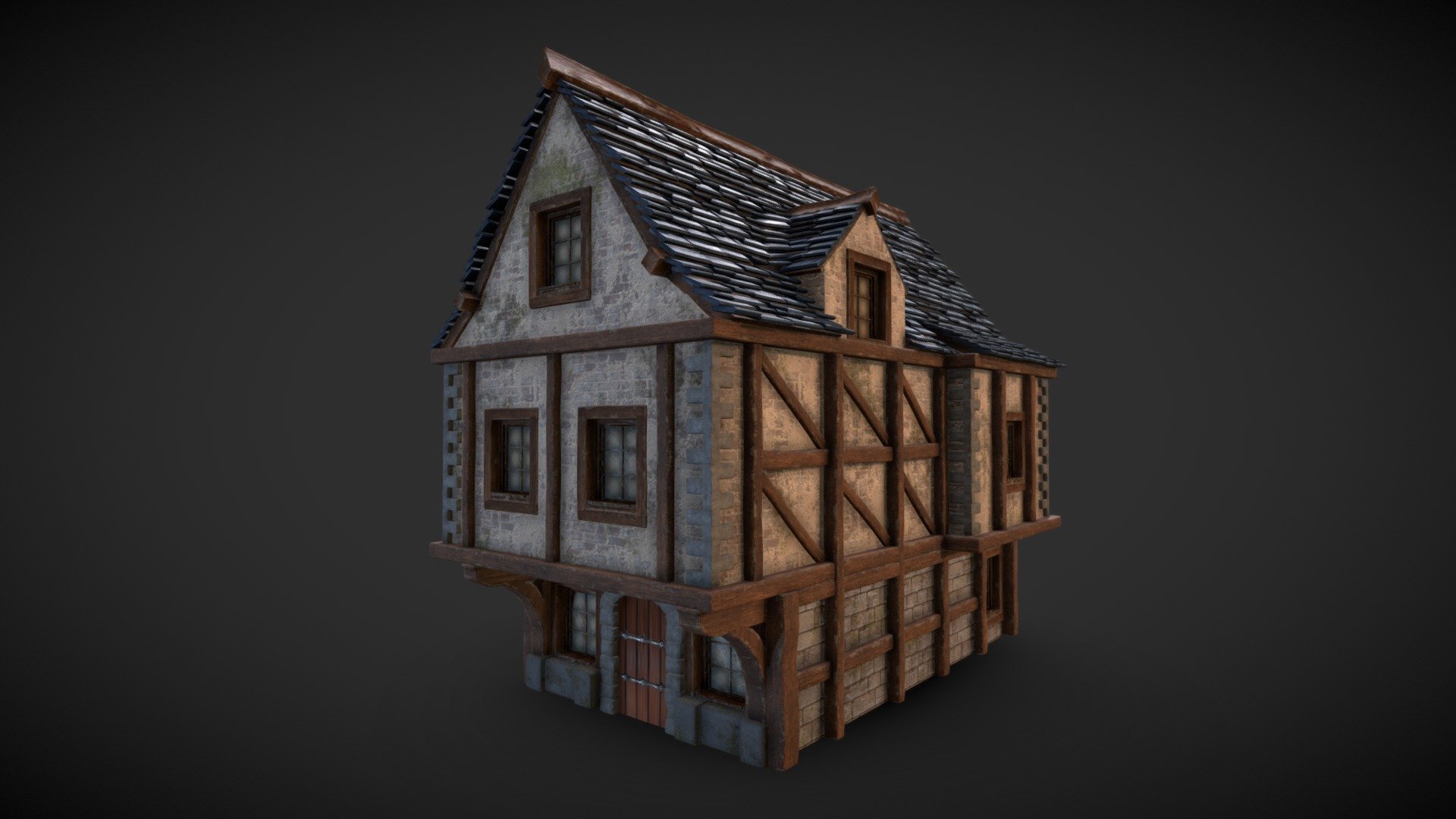 One model from my medieval city project available on my Artstation:
https://www.artstation.com/artwork/dOYoow - Medieval House - 3D model by Naxyo 3d model