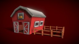 Farm Building red, midpoly, buidling, game-ready, farms, lowpoly