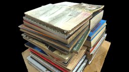 Stack of old books, photoscan prop prop, books, old, pistol, stack, stacked, photoscan, photogrammetry, book, asset, game