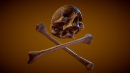 Skull and Bones gamedev, old, assetstore, unity3d, game, pbr, lowpoly, substance-painter, skull, pirate, bones