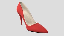 Red high heels shoe, red, highheel, clothes, scanned, models, woman, 3d
