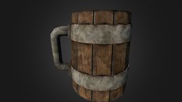 Medieval Mug wooden, medieval, vessel, mead, tavern, mug, beer, pint, ale, stein, tankard, brothel, flagon, cup