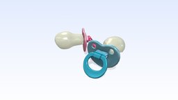 Low Poly Baby Pacifier kids, baby, children, pink, pacifier, pbr, lowpoly, blue