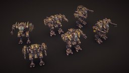 Mech Constructor: Light and Medium Robots mech, unit, constructor, handpainted, low-poly, game, lowpoly, scifi, hand-painted, mobile, sci-fi, animated, modular, robot